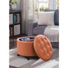 Convenience Concepts Designs4Comfort Storage Ottoman, Tan Fabric