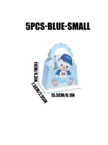 1/5 件 - 婴儿沐浴生日礼物袋，适合男孩和女孩，配有纸巾和卡片气球熊图案，带手柄 - 彩色 - 查看 15