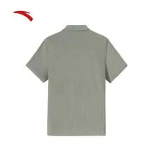 Anta 男士短袖 Polo 衫，透气领休闲商务 T 恤，运动上衣，夏季 - 灰欖綠 -4 - 查看 2