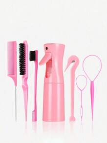 1/3/5/7pcs Hair Styling Tools Set, 200ml Spray Bottle, Detangling Hair Brushes Teasing Hair Brush Rat Tail Comb Edge Brush, Braiding Tools ,Elastic Hair Band Cutters Disposable Rubber Band Remover Hair Ties Removing Tool For Curly Hair