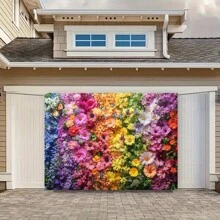 1pc Vibrant Rainbow Floral Wall Backdrop With Blooming Flowers, Bold & Playful For Parties, Birthdays, Easter, Mother's Day And Spring Events, Polyester Fabric For Indoor/Outdoor Use, No Electricity Required, Rainbow Decor - Multicolor - View 5