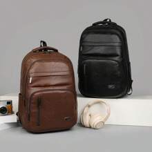 Men's Multifunctional High Capacity PU Leather Backpack, Casual Student Laptop Backpack, Outdoor Travel Backpack - Multicolor - View 12