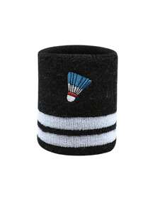 Men's Badminton Embroidered Wrist Sweatbands, Elastic Moisture-Wicking Thick Fleece Wrist Bands, Multiple Colors Available, Suitable For Basketball, Tennis, Baseball, Softball, Volleyball, Soccer, Running, Golf, Yoga, Archery, Gym, Weightlifting And Other Sports