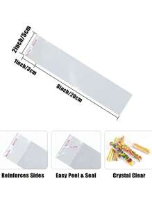 50/100/200pcs Transparent Candy Packaging Bags, Food Bags And Food Boxes, Suitable For Candy, Chocolate, Cookies, Self-Adhesive Bags, Candy Bags, Lollipops, Baking Packaging Bags, Straw Packaging Bags, Household Items - Multicolor - View 3