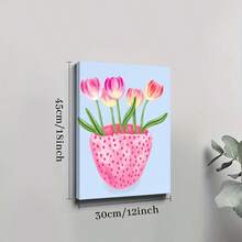 1pc Framed Canvas Poster Tulips Vase Simple Wall Art Canvas Paintings Ideal Gift For Bedroom Living Room Corridor Wall Art Wall Decor Room Decoration Ready To Hang
