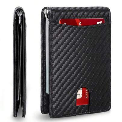 RFID Carbon Fiber Men's Wallet Minimalist Slim Credit Card Holder Wallet Small Bifold Wallet For Men Black Gift For Birthday Father's Day Valentine's Day Christmas Travel Accessory Wallet Mini Wallet Purse Wallet Small Wallet