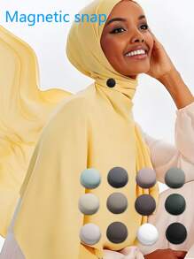 4pcs/12pcs Zinc Alloy Magnetic Buckle, Magnetic Buckle For Headscarf, Strong Magnetic Silk Scarf And Shawl Buckle For Muslims, Round Magnetic Headscarf Pin, Brooch For Ladies, All Season