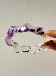 1 chiếc vòng tay nhựa trong suốt không đối xứng màu tím sáng, thiết kế độc đáo, thích hợp cho kỳ nghỉ hè, quà tặng cho bạn bè - Nhiều màu - Xem 8