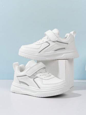 1 Pair Unisex Casual, Lightweight, Non-Slip Student Small White Sneakers, Sneakers, Suitable For All Seasons, Children Sports Shoes