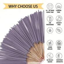 20/120 Pcs Lavender Incense Sticks, Natural Bamboo Sticks, Handmade Aromatherapy For Relaxation, Focus, Rejuvenation, Sensory Enjoyment, Meditation And Yoga, Long-Lasting Fragrance, Suitable For Air Purification, Sleep And Relaxation, Especially In Summer