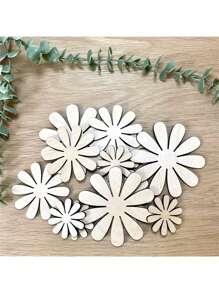 Bộ 12 miếng dán tường hình hoa cúc vân gỗ, trang trí tự dính cho phòng trẻ em, phòng trẻ em, phong cách Bắc Âu - Màu gỗ - Xem 6