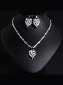 1 Bộ/3 Chiếc Bộ trang sức tua rua hình lá phong cách tối giản Cubic Zirconia + Hoa tai Zirconia nhiều màu + Vòng cổ, Thích hợp cho phụ nữ trong nhiều dịp, Quà tặng Ngày của Mẹ - Bộ trang sức - Xem 17