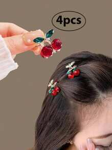 4个、2个或1个樱桃造型可爱迷你发夹，小巧精致，可作发爪或刘海夹，是派对礼物、情人节礼物和日常造型的完美之选。非常适合女性、女孩和青少年，为任何发型增添一丝甜美气息。这款可爱的发夹适用于各种场合，也可作发爪、发夹、学习用品、发饰、头部饰品等。 - 彩色 - 查看 10
