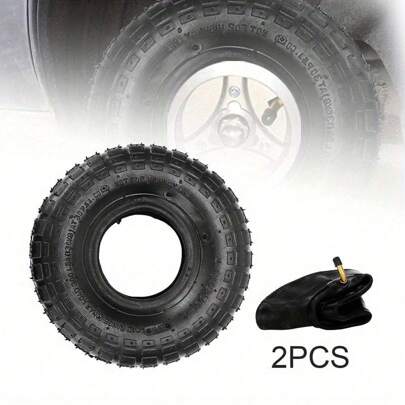 2Pcs Tyre And Innertube 4.10/3.50-4 Heavy Duty Pneumatic Rubber Wheel Double Thickness Inner Outer Tubes Tire Set Replacement Tyre For Wheelbarrows Sack Truck Hand Trolley Cart