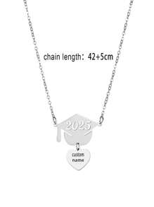 Customized 2025 Graduation Season Necklace, Personalized Name Necklace With Graduation Cap, Graduation Gift For Students And Teachers - Silver - View 3