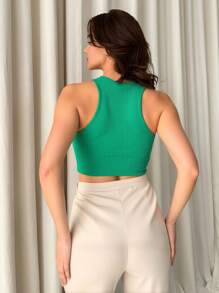 Tank top crop mujer camiseta sin mangas - Verde - Ver 2