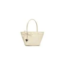 Girls' Fashionable Minimalist Handbag, Cute Bow Decor PU Material Tote - A - View 8
