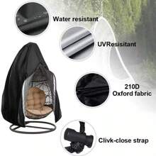 4-Season Heavy Duty Egg Chair Cover | Waterproof & UV Resistant For UK Weather | Windproof Hanging Swing Protector With Bottom Rope | Garden Furniture Cover Outdoor Universal - 黑色 - 查看 4
