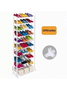 Simple Household Shoe Rack, Detachable 10-Layer Wave Shoe Rack, Rental Dormitory Storage Rack - Black - View 5