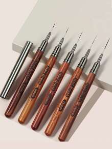 6/9/12/15/18mm 圆木柄艺术勾线笔 DIY 绘画画笔 画线 条纹 花卉绘画笔 UV 凝胶画笔