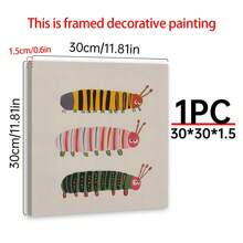 1PC 彩色昆虫艺术海报，毛毛虫印花，儿童房装饰，昆虫艺术，适用于客厅、沙发、电视柜、卧室、书房、床头柜桌面装饰，简约风格装饰木板画，墙壁艺术海报 - 1pc - 查看 15