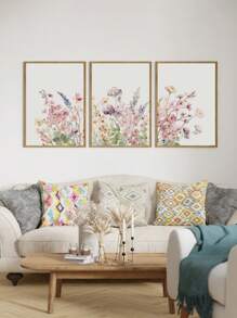3 幅花卉画海报花卉海报植物墙艺术精美装饰画墙面印刷美学墙面艺术品厨房墙画客厅墙面装饰无框