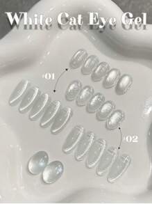 10ml Spring Summer Nails Hot Style Non-Gray Universal White Cat Eye Gel Nail Polish 2025 New Style Super Flash White Glass Bead Nail Art Nail Supplies