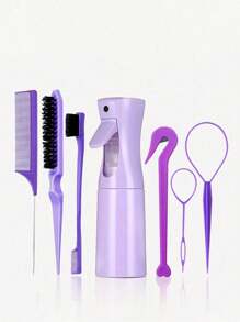1/3/5/7pcs Hair Styling Tools Set, 200ml Spray Bottle, Detangling Hair Brushes Teasing Hair Brush Rat Tail Comb Edge Brush, Braiding Tools ,Elastic Hair Band Cutters Disposable Rubber Band Remover Hair Ties Removing Tool For Curly Hair