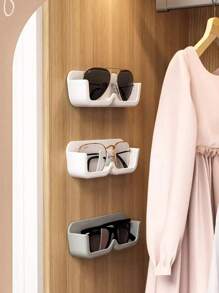 10 piezas/3 piezas/1 pieza Organizador de gafas de montaje en pared sin taladro, cajas de almacenamiento, soportes, adecuado para dormitorio, sala de estar, baño, cocina para organizador de almacenamiento de mujer, artículos esenciales de viaje, regreso a la escuela, almacenamiento de dormitorio, decoración de otoño