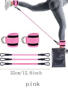 5pcs/Set Elastic Breathable Ankle Straps With D-Ring, Adjustable Ankle & Wrist Cuff, Fitness Equipment For Home Gym Workout For Women And Men - Multicolor - View 8