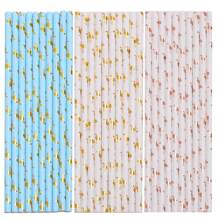 180/200 Pcs Cocktail Paper Straws Hawaiian Aloha Paper Straws Drinking Paper Straws, Tropical Party Paper Straws For Birthday, Wedding, Tiki Party, Summer Beach Party