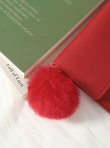 Cartera larga de piel premium para mujer en color rojo con múltiples ranuras para tarjetas, tapa con cierre, bolsillo para monedas, compartimiento para billetes y llavero con pompón. Perfecta para organizar tarjetas de crédito, ID y efectivo. Ideal como bolso de viaje para novia, madre, maestra o San Valentín. Excelente para la oficina, ir y venir del trabajo, compras y vuelta al colegio. Esencial de viaje, bolso para mujer, portacartas. - Rojo - Ver 5