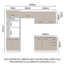 Cocina Integral Completa Modular Madesa Agata 270cm Color Blanco/crema 07 - Blanco y Crema - Ver 3