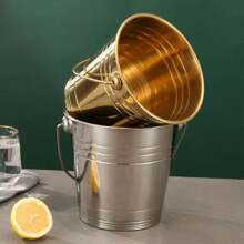 304 Stainless Steel Ice Bucket, Ice Bucket, Ice Tongs, Portable Ice Bucket, Convenient Ice Bucket, Long Cold Storage Time, Thickened Material, Multi-Purpose Portable Bucket, Portable Bucket, Gift For Father - Multicolor - View 5