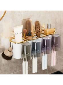 1 conjunto de porta-escovas de dentes e copo, organizador criativo para escovas de dentes e enxaguantes bucais, para pendurar na parede, para organização de banheiro, decoração para casa e banheiro, verão, volta às aulas