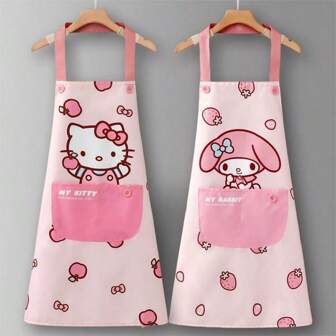 Sanrio Sanrio Cartoon Waterproof Apron For Home Kitchen, Cooking, Washing Dishes, Oil-Resistant, Suitable For Catering And Working