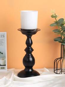 1pc/3pcs Matte Black Pillar Candle Holder, Metal Candlestick Candle Holder Stand, Home Coffee Table Decor, Decorations Centerpiece For Dining, Living Room