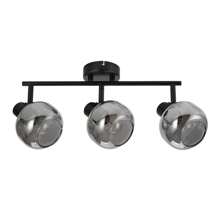 Lámpara de araña de 1/2/3/4 llamas, lámpara de araña negra moderna giratoria 350°, lámpara de araña de vidrio gris ahumado E14 para dormitorio, pasillo, cocina y sala de estar (foco no incluido)