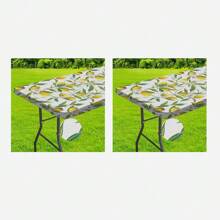 1 peça, toalha de mesa lavável para áreas externas, capa de mesa - poliéster com bordas elásticas - ótima para camping, piqueniques e festas no jardim, cores brilhantes, capa de mesa para áreas externas, acessórios para piquenique, pode ser usada em ambientes internos e externos - Cores misturadas - Ver 3