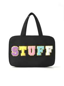 大容量挂式洗漱包，防水可折叠手提包，旅行化妆包，剃须刀收纳包，女士化妆包，学生用品，宿舍必备，旅行必备，旅行配件，毕业季礼物 - 黑色 - 查看 6