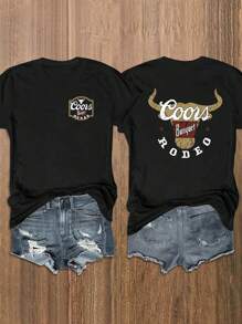 Camiseta casual de cuello redondo con estampado de vaquero estilo occidental para mujer de talla grande, Camiseta de manga corta estilo occidental retro de los 90 de talla grande, Camiseta casual de verano de talla grande, Regalo para ella