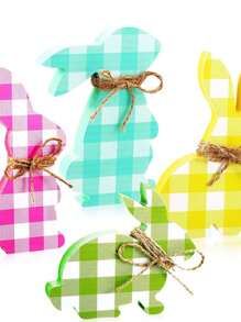 1 pièce Décoration de lapin de Pâques, ornement de table en bois, décoration de fête et de maison