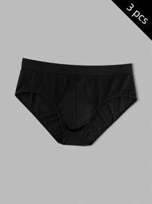 3 pezzi, Slip uomo in puro cotone, neri, semplici, per sport