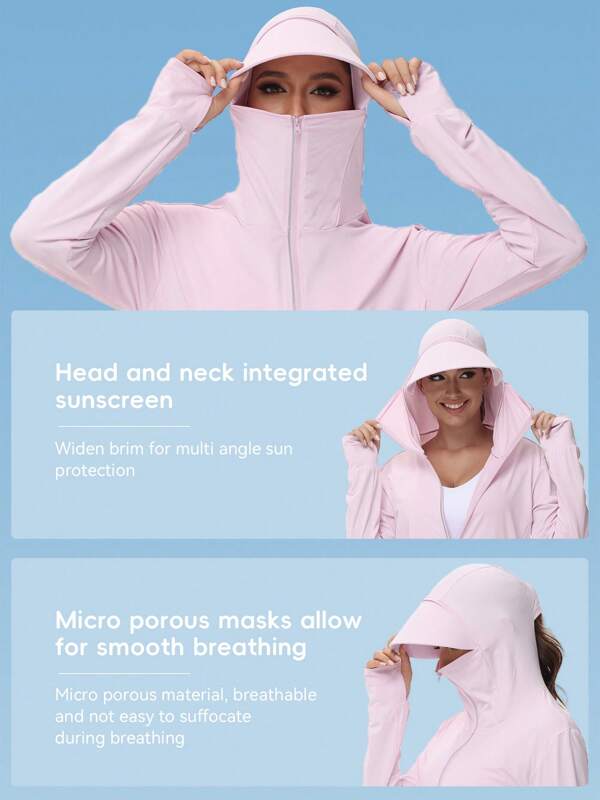 Chaqueta de protección solar para mujer de manga larga para verano, abrigo deportivo ligero resistente a los rayos UV, ropa de protección solar