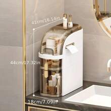 Ultra-Thin Bathroom Locker, Waterproof Narrow Bathroom Locker, Floor Cabinet With Wheels And Toilet Paper Holder, Suitable For Small Space, Living Room, Bathroom, Bedroom 2/3/4 Floors