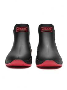 1 Pair Men's Short Rain Boots, PVC Waterproof Boots, One-Piece Molded Plastic Outdoor Sports Water Shoes - Red - View 10