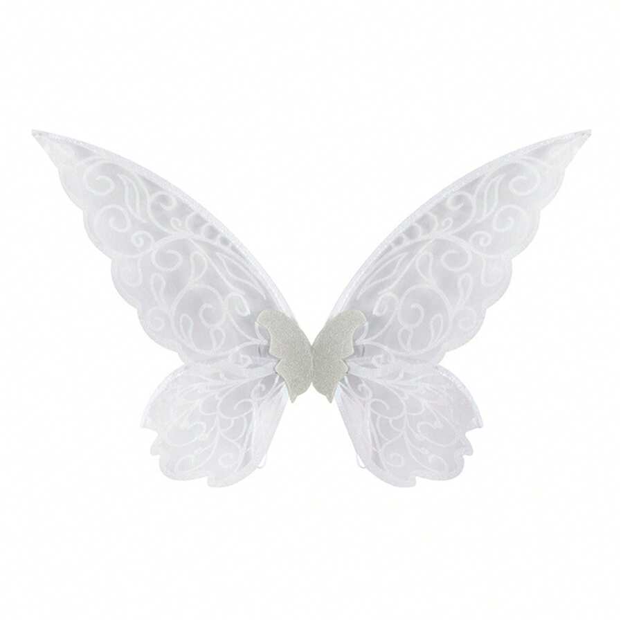 Fairy Wings For Girls Glitter Holographic Butterfly Wings Cosplay Props For Birthday Theme Party Prom - 白色 - 查看 1