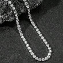 1pc Copper Inlaid Diamond Chain Necklace, Men's Luxury & Fashionable Accessory For Daily Wear & Gift
