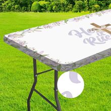 1 peça, toalha de mesa lavável para áreas externas, capa de mesa - poliéster com bordas elásticas - ótima para camping, piqueniques e festas no jardim, cores brilhantes, capa de mesa para áreas externas, acessórios para piquenique, pode ser usada em ambientes internos e externos - Cores misturadas - Ver 11