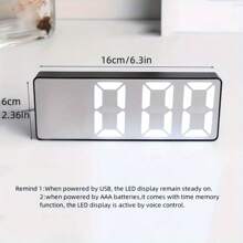 1 pieza Reloj despertador de mesa con espejo LED, reloj digital de sobremesa con función de repetición, luz nocturna y carga USB, para decoración del hogar, dormitorio, oficina y vuelta al colegio